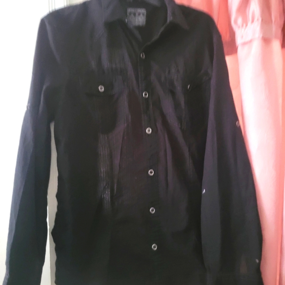 Straight Faded Black Button-Up Shirt
